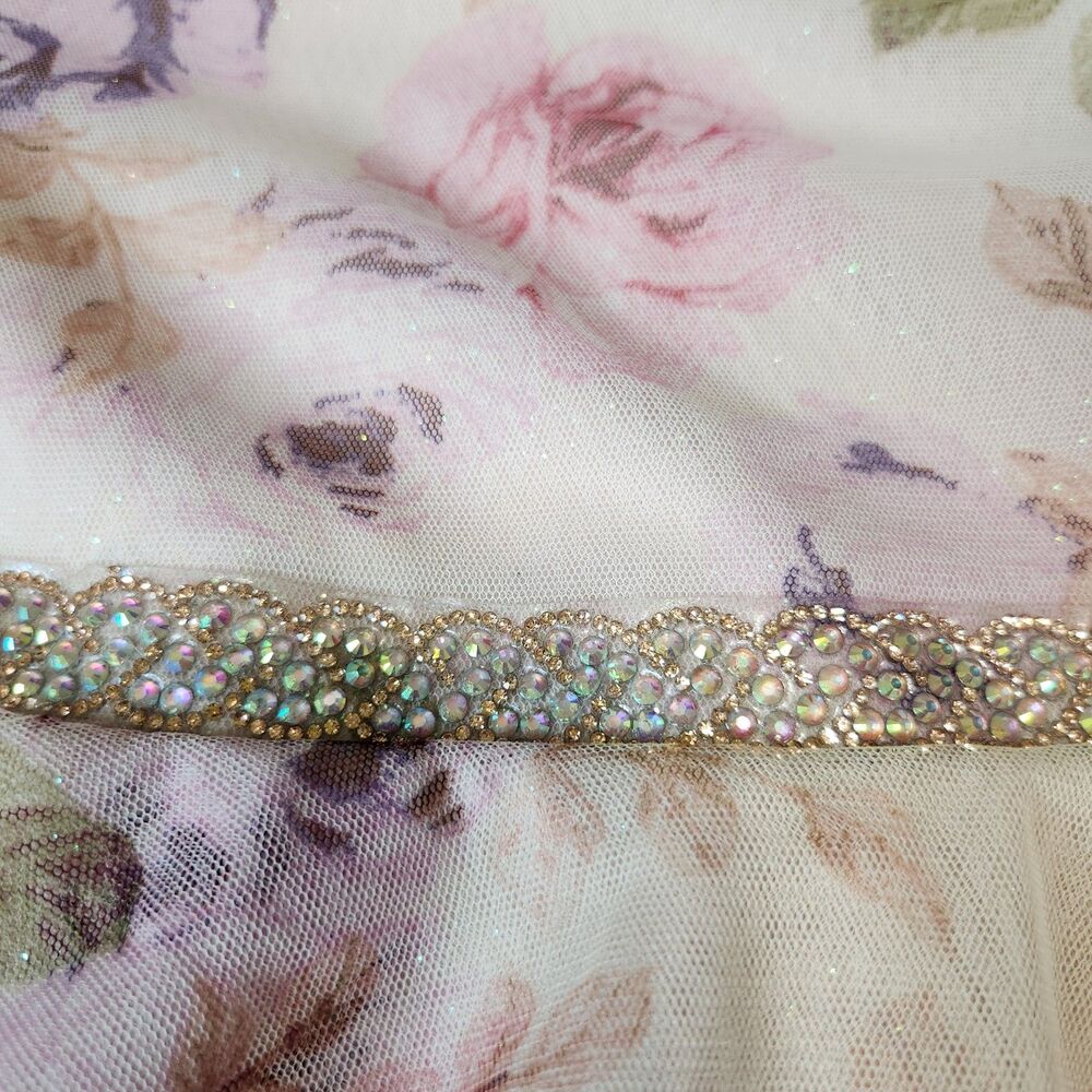 Rare Editions girl's hi-low sparkle tiered tulle floral dress size 10 - Picture 7 of 11